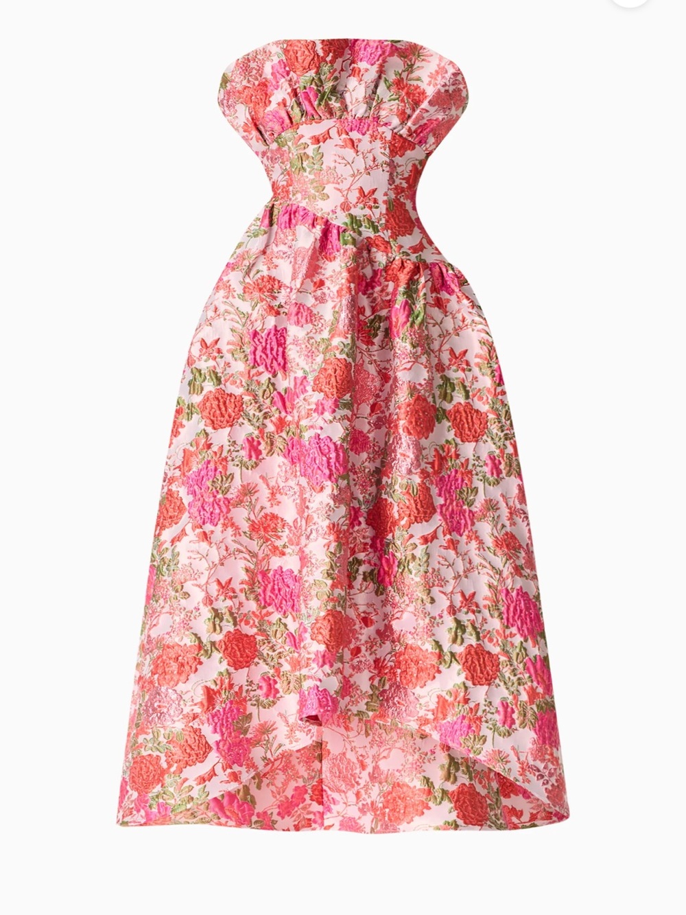 Elliatt Strapless Pink Floral Hi-Low Gown - Picture 5 of 8